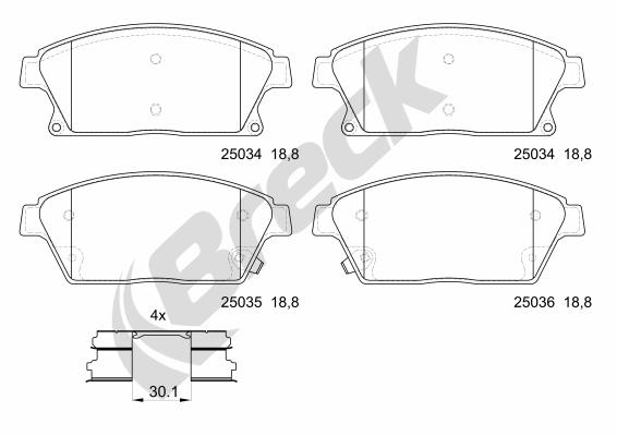 Brake Pad Set, disc brake - 25034 00 701 10 BRECK